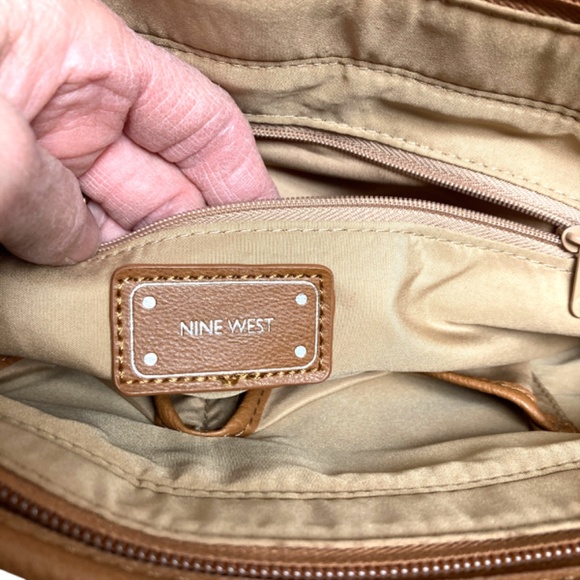 bag tote NINE WEST 10x16x4 canvas faux leather vegan shoulder straps - Picture 10 of 15